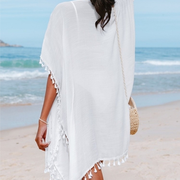 Cupshe Rosemary Tassel Trim Split Kimono Size S - Picture 2 of 4